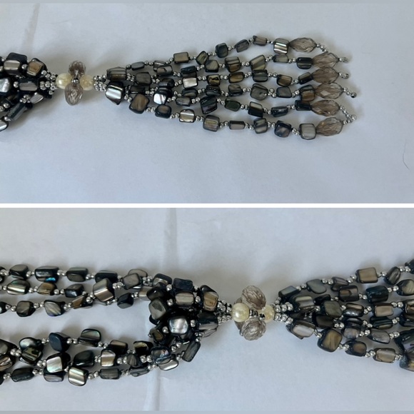 Abalone shell necklace, 3 strand alone or with tassel pendant- jewelry - Picture 14 of 16